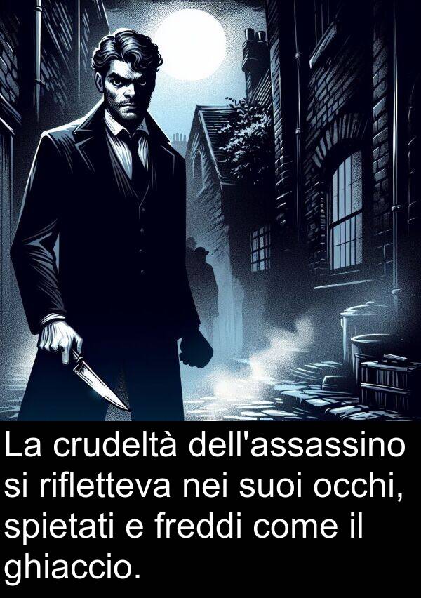 nei: La crudeltà dell'assassino si rifletteva nei suoi occhi, spietati e freddi come il ghiaccio.