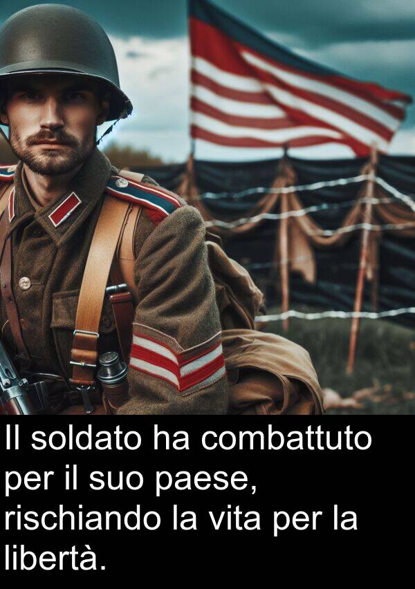 libertà: Il soldato ha combattuto per il suo paese, rischiando la vita per la libertà.