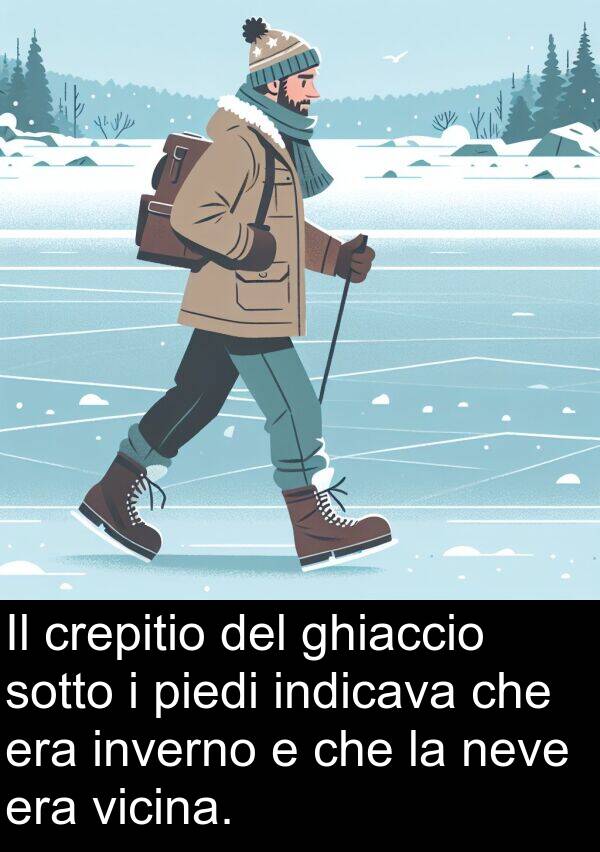 sotto: Il crepitio del ghiaccio sotto i piedi indicava che era inverno e che la neve era vicina.