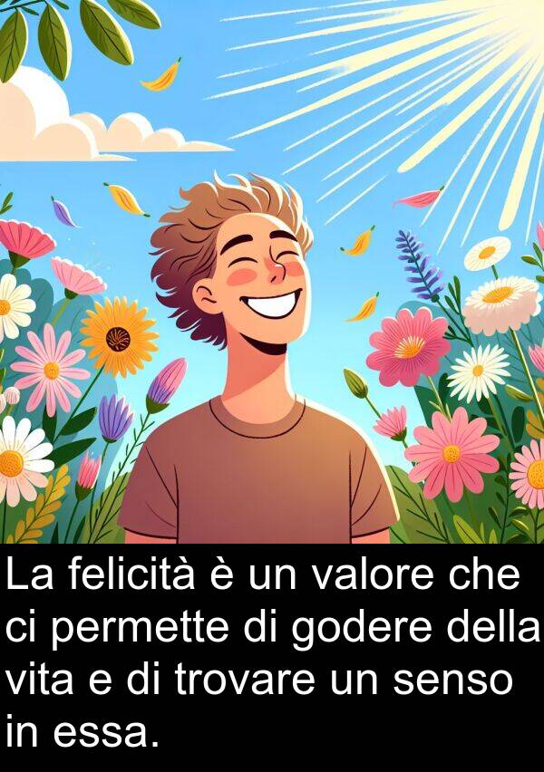 valore: La felicità è un valore che ci permette di godere della vita e di trovare un senso in essa.