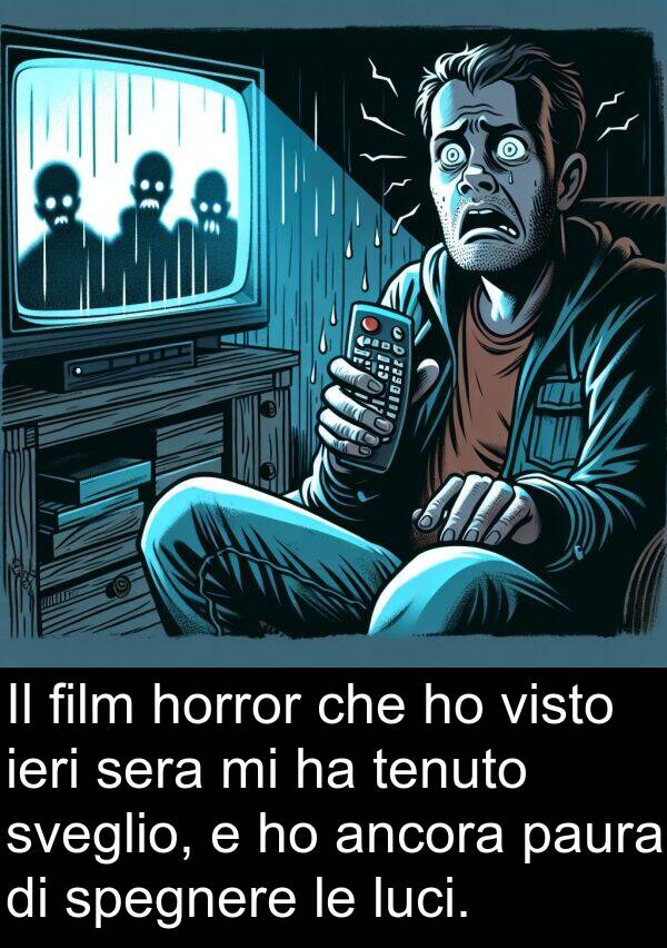 ieri: Il film horror che ho visto ieri sera mi ha tenuto sveglio, e ho ancora paura di spegnere le luci.