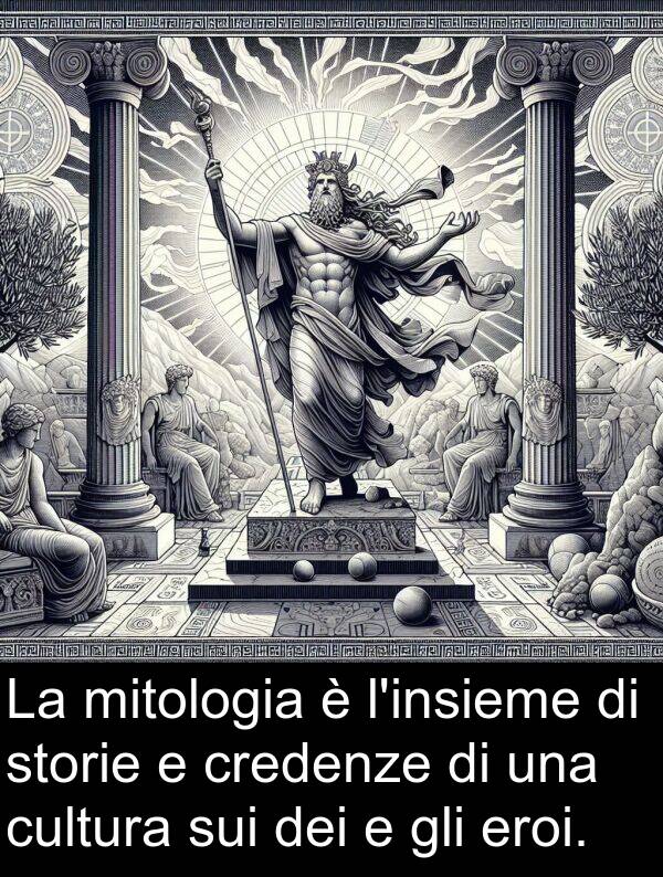 sui: La mitologia è l'insieme di storie e credenze di una cultura sui dei e gli eroi.