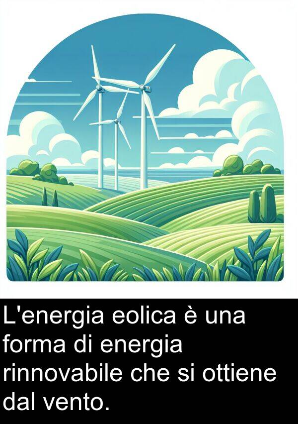 rinnovabile: L'energia eolica è una forma di energia rinnovabile che si ottiene dal vento.