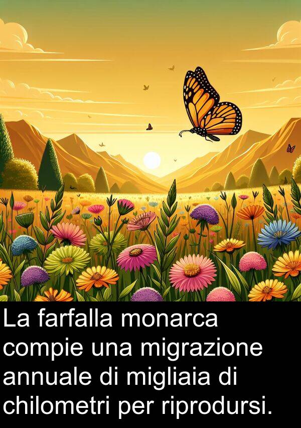 farfalla: La farfalla monarca compie una migrazione annuale di migliaia di chilometri per riprodursi.