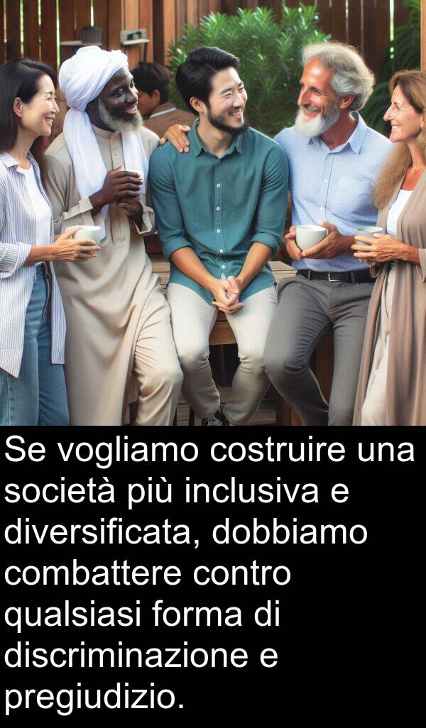 qualsiasi: Se vogliamo costruire una società più inclusiva e diversificata, dobbiamo combattere contro qualsiasi forma di discriminazione e pregiudizio.