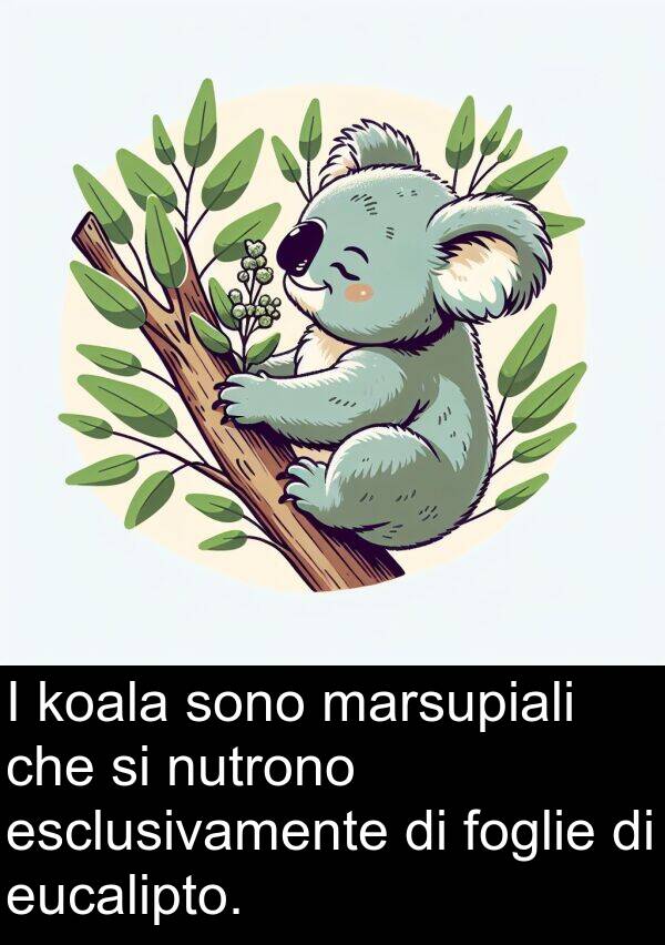 marsupiali: I koala sono marsupiali che si nutrono esclusivamente di foglie di eucalipto.