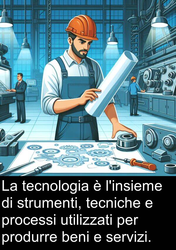 utilizzati: La tecnologia è l'insieme di strumenti, tecniche e processi utilizzati per produrre beni e servizi.