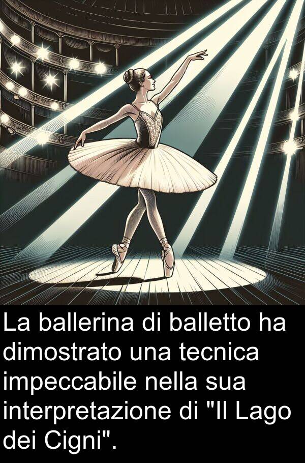 tecnica: La ballerina di balletto ha dimostrato una tecnica impeccabile nella sua interpretazione di "Il Lago dei Cigni".