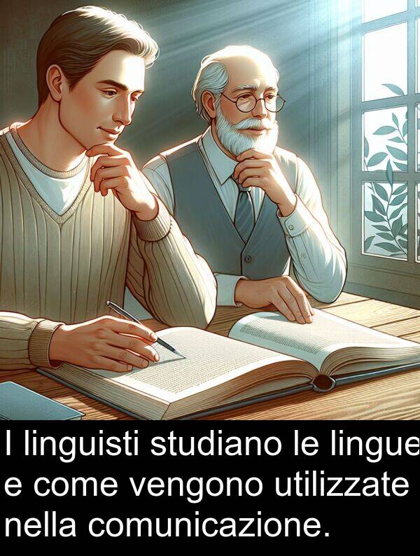 utilizzate: I linguisti studiano le lingue e come vengono utilizzate nella comunicazione.