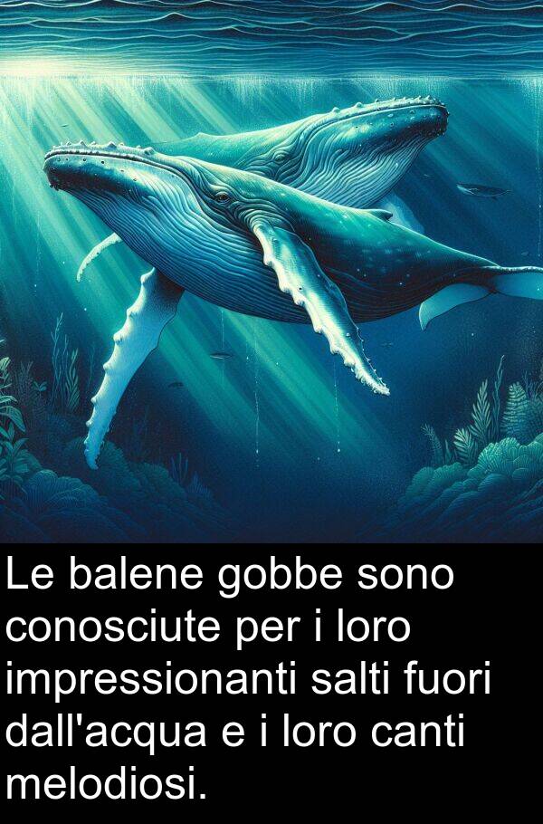 impressionanti: Le balene gobbe sono conosciute per i loro impressionanti salti fuori dall'acqua e i loro canti melodiosi.