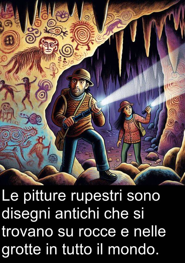 nelle: Le pitture rupestri sono disegni antichi che si trovano su rocce e nelle grotte in tutto il mondo.