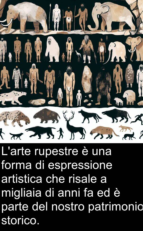 nostro: L'arte rupestre è una forma di espressione artistica che risale a migliaia di anni fa ed è parte del nostro patrimonio storico.