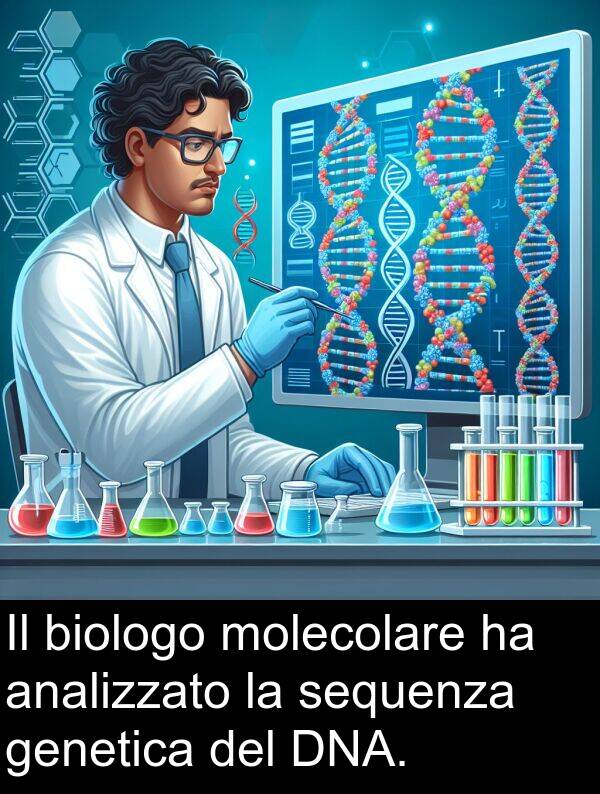 genetica: Il biologo molecolare ha analizzato la sequenza genetica del DNA.