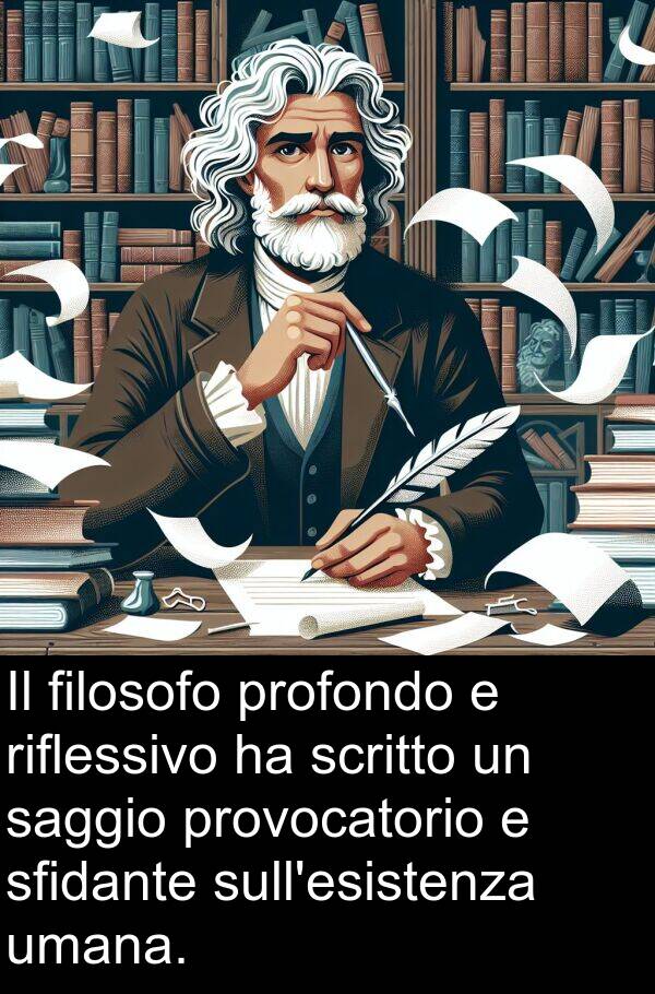 umana: Il filosofo profondo e riflessivo ha scritto un saggio provocatorio e sfidante sull'esistenza umana.