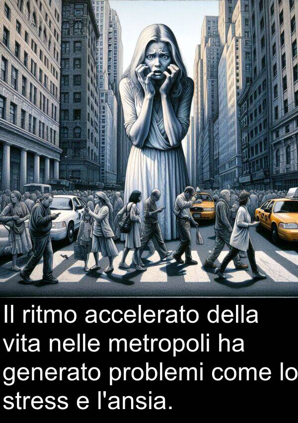 nelle: Il ritmo accelerato della vita nelle metropoli ha generato problemi come lo stress e l'ansia.