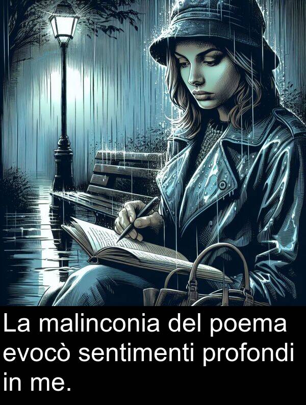 malinconia: La malinconia del poema evocò sentimenti profondi in me.