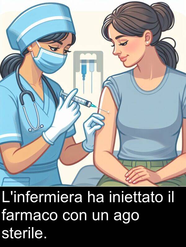 iniettato: L'infermiera ha iniettato il farmaco con un ago sterile.