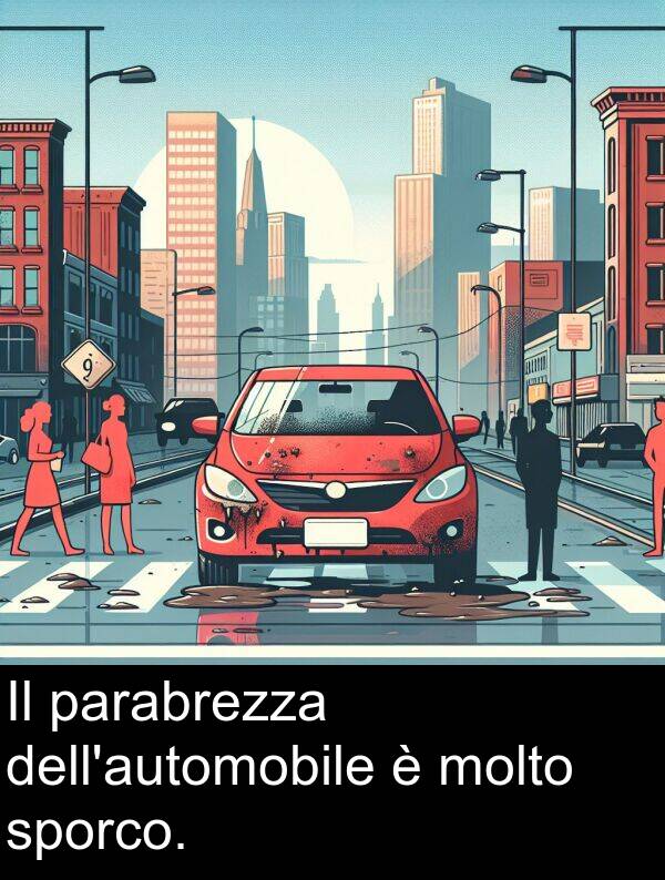 parabrezza: Il parabrezza dell'automobile è molto sporco.