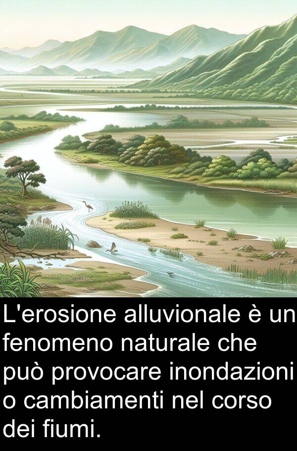 cambiamenti: L'erosione alluvionale è un fenomeno naturale che può provocare inondazioni o cambiamenti nel corso dei fiumi.