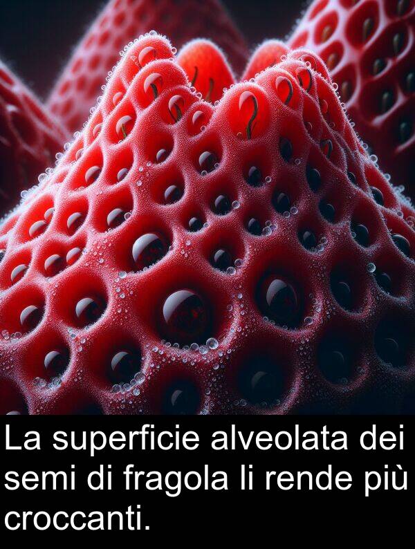 semi: La superficie alveolata dei semi di fragola li rende più croccanti.