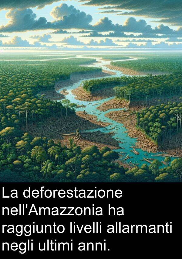 anni: La deforestazione nell'Amazzonia ha raggiunto livelli allarmanti negli ultimi anni.