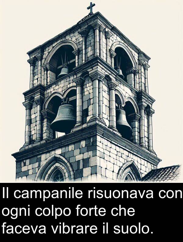 risuonava: Il campanile risuonava con ogni colpo forte che faceva vibrare il suolo.