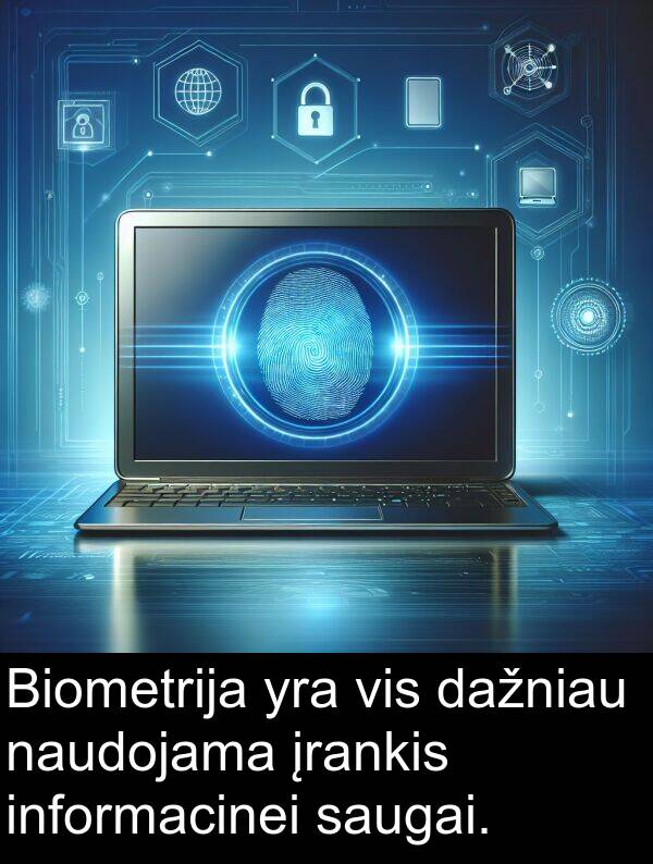 naudojama: Biometrija yra vis dažniau naudojama įrankis informacinei saugai.