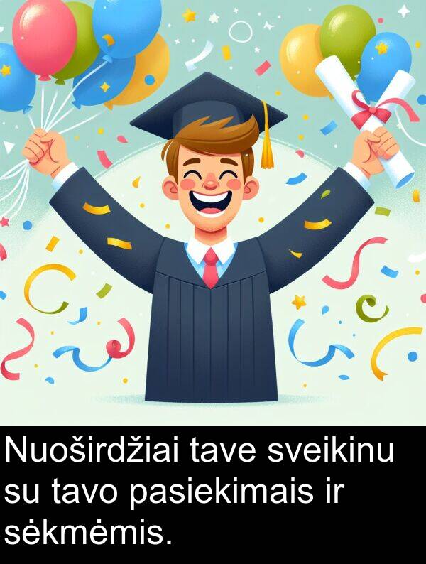 tave: Nuoširdžiai tave sveikinu su tavo pasiekimais ir sėkmėmis.