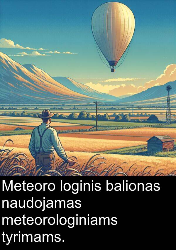 naudojamas: Meteoro loginis balionas naudojamas meteorologiniams tyrimams.