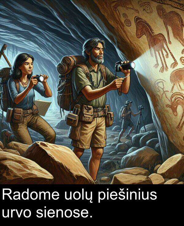 urvo: Radome uolų piešinius urvo sienose.