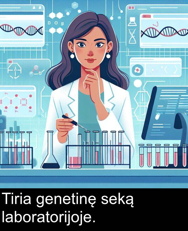 laboratorijoje: Tiria genetinę seką laboratorijoje.