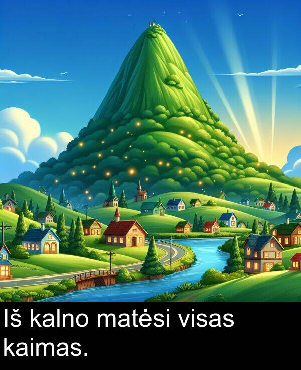 kalno: Iš kalno matėsi visas kaimas.