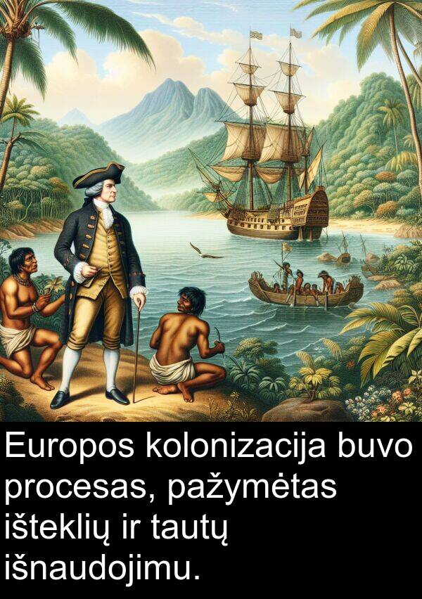 procesas: Europos kolonizacija buvo procesas, pažymėtas išteklių ir tautų išnaudojimu.