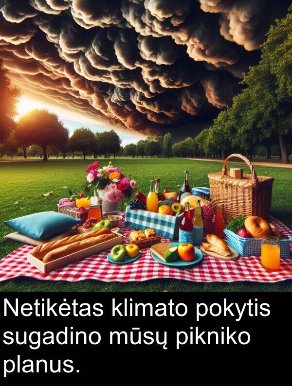 pikniko: Netikėtas klimato pokytis sugadino mūsų pikniko planus.