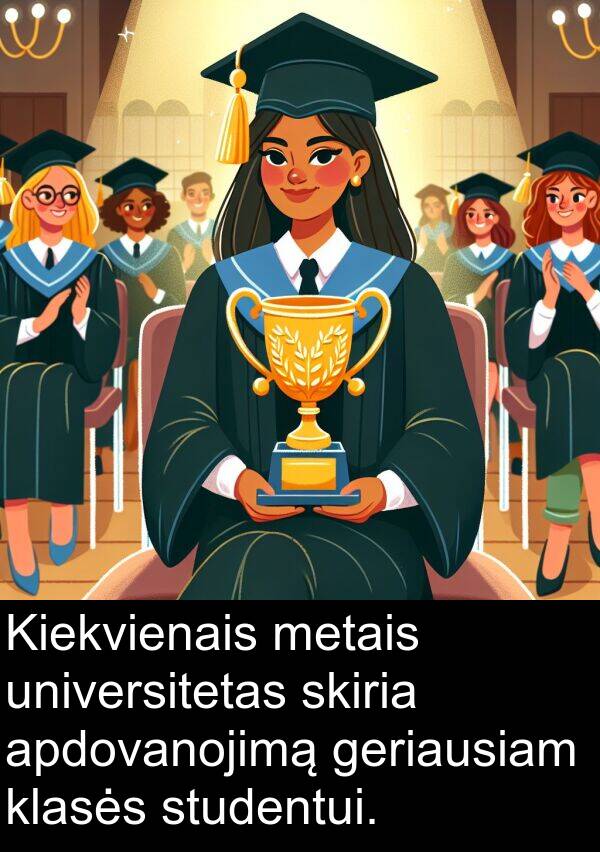 universitetas: Kiekvienais metais universitetas skiria apdovanojimą geriausiam klasės studentui.