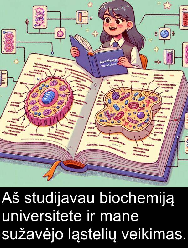 universitete: Aš studijavau biochemiją universitete ir mane sužavėjo ląstelių veikimas.