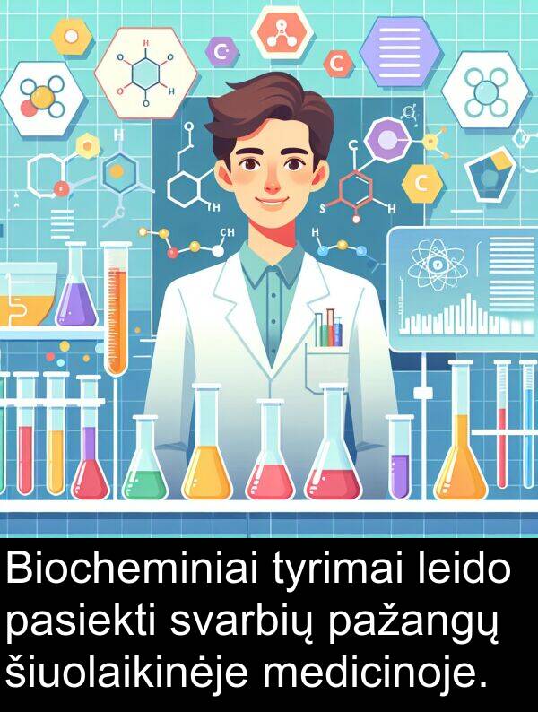 medicinoje: Biocheminiai tyrimai leido pasiekti svarbių pažangų šiuolaikinėje medicinoje.