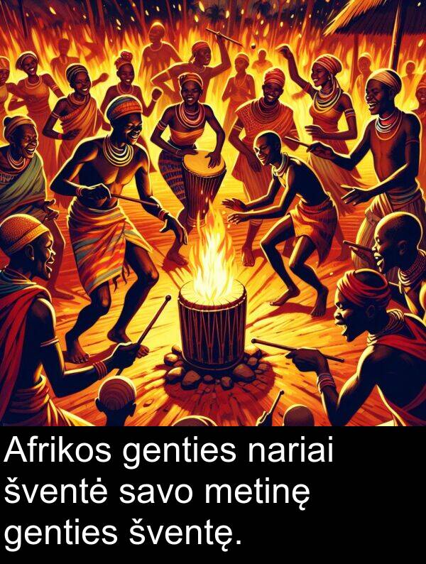 nariai: Afrikos genties nariai šventė savo metinę genties šventę.