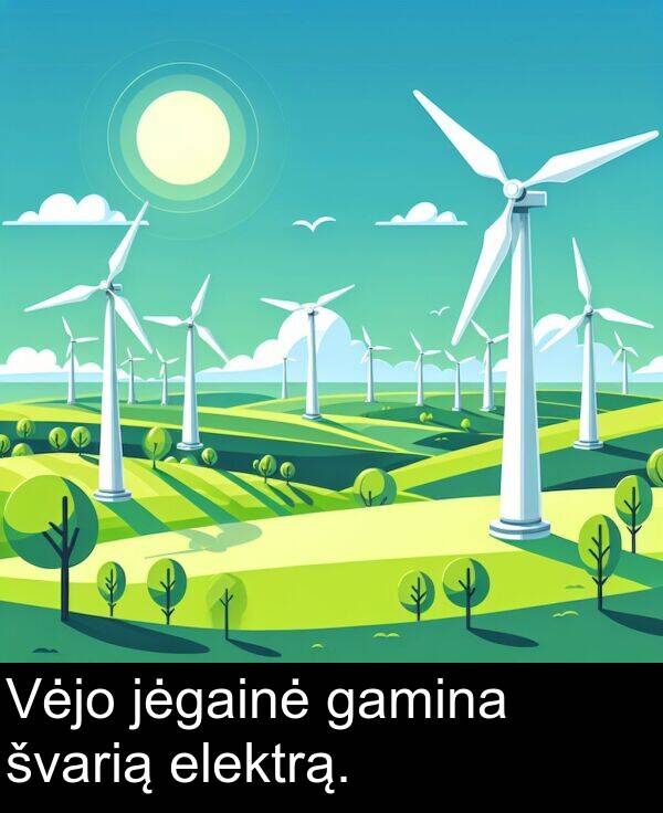 jėgainė: Vėjo jėgainė gamina švarią elektrą.