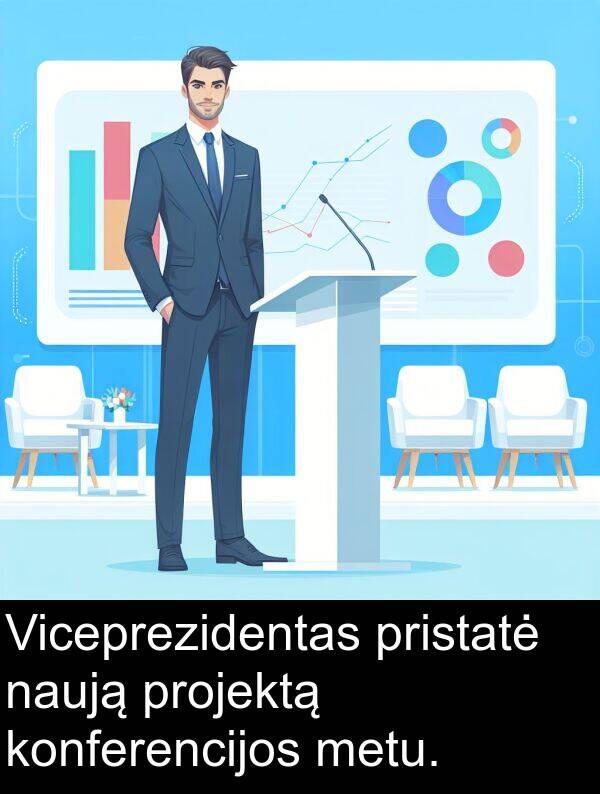 naują: Viceprezidentas pristatė naują projektą konferencijos metu.