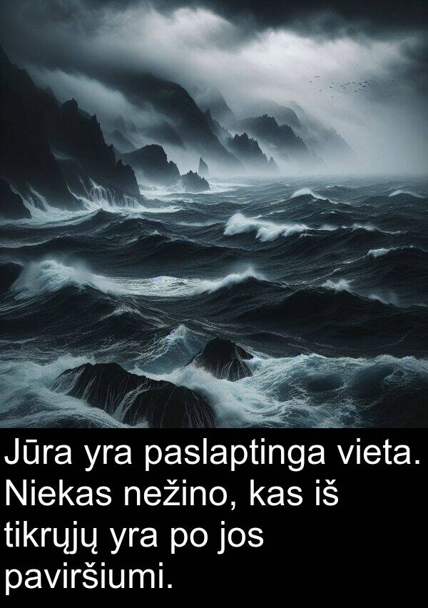 paslaptinga: Jūra yra paslaptinga vieta. Niekas nežino, kas iš tikrųjų yra po jos paviršiumi.