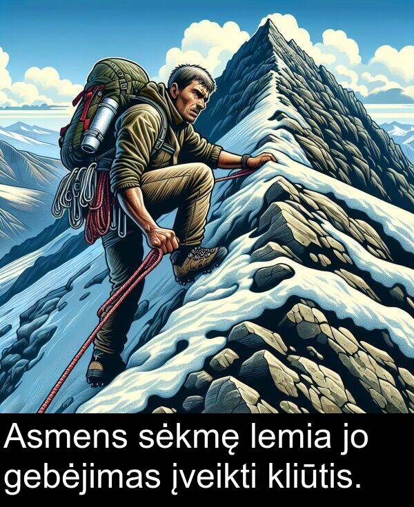 lemia: Asmens sėkmę lemia jo gebėjimas įveikti kliūtis.