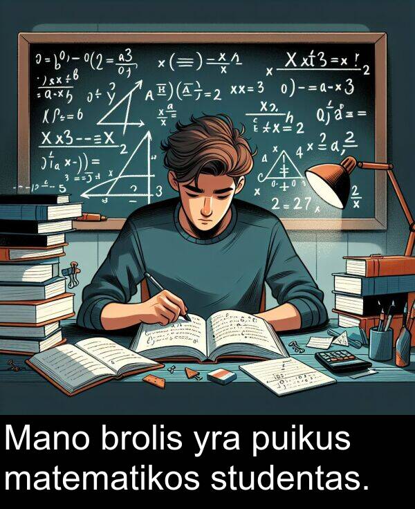 puikus: Mano brolis yra puikus matematikos studentas.