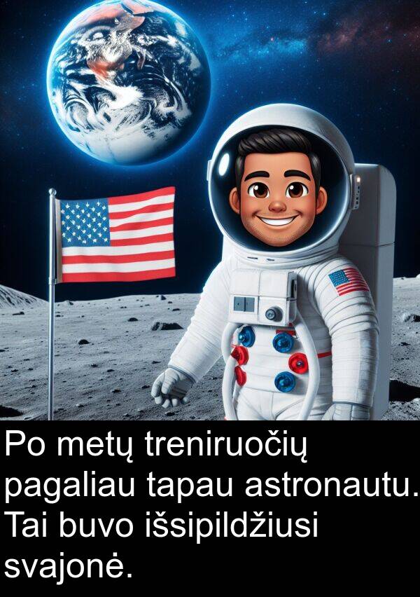 tapau: Po metų treniruočių pagaliau tapau astronautu. Tai buvo išsipildžiusi svajonė.