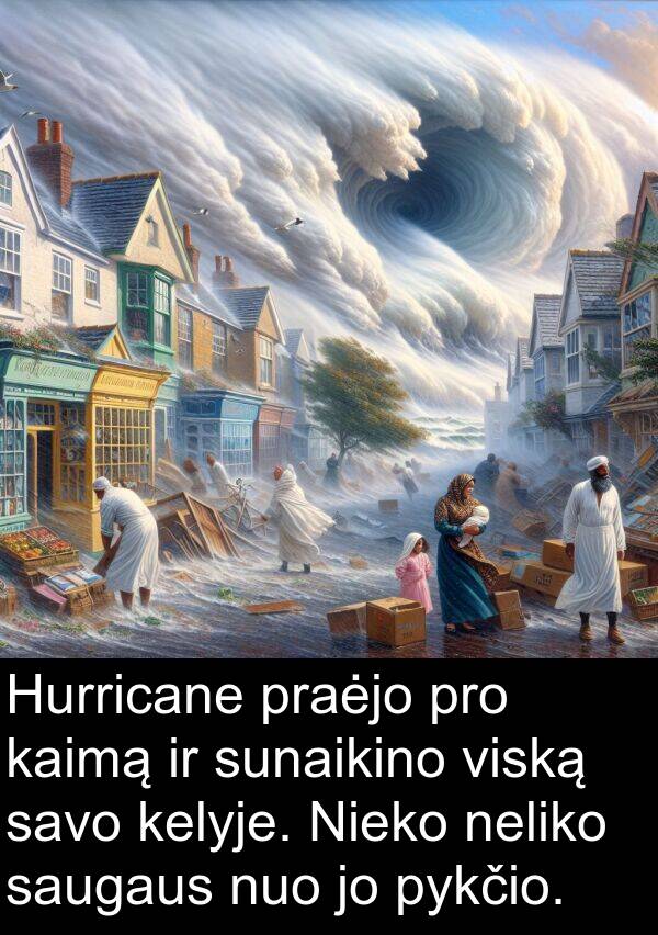 kaimą: Hurricane praėjo pro kaimą ir sunaikino viską savo kelyje. Nieko neliko saugaus nuo jo pykčio.