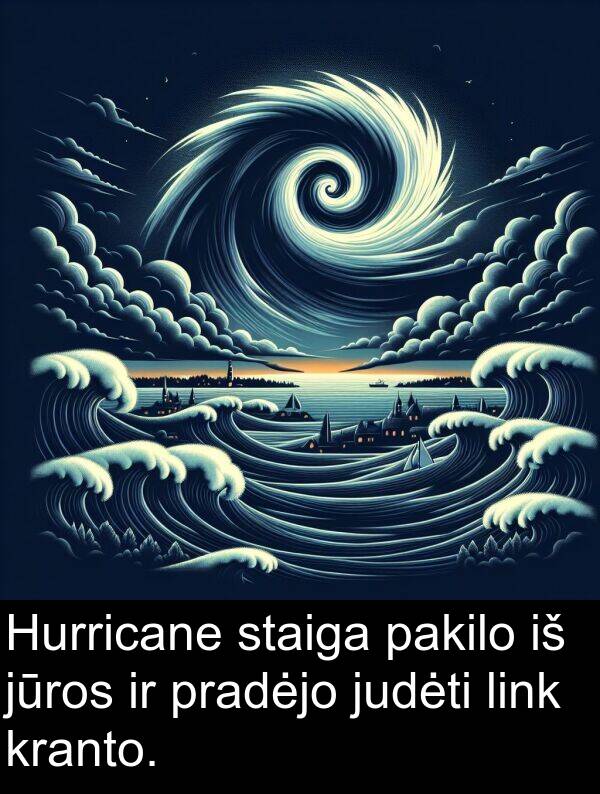 judėti: Hurricane staiga pakilo iš jūros ir pradėjo judėti link kranto.