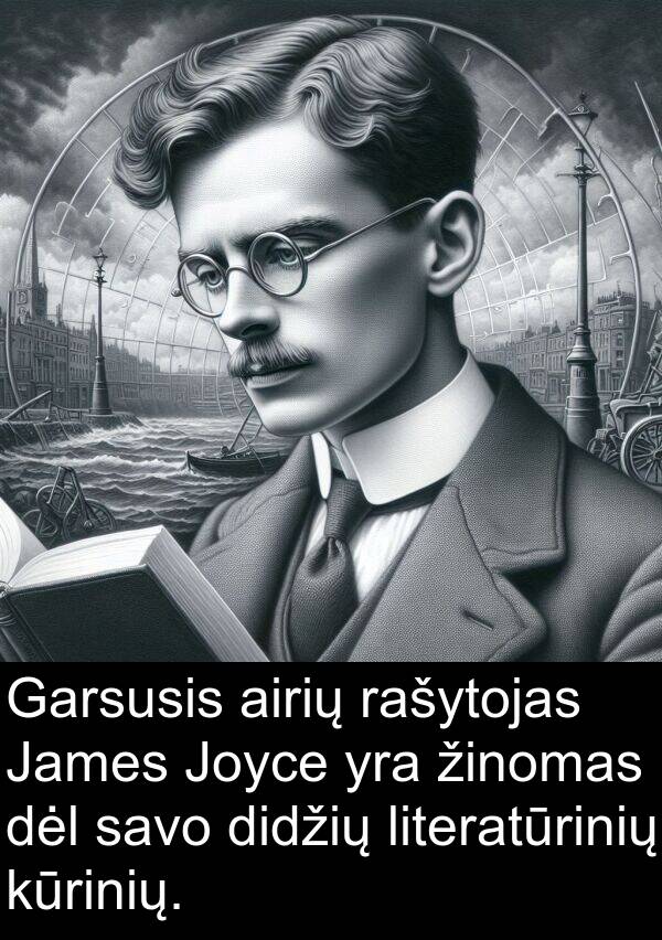 airių: Garsusis airių rašytojas James Joyce yra žinomas dėl savo didžių literatūrinių kūrinių.