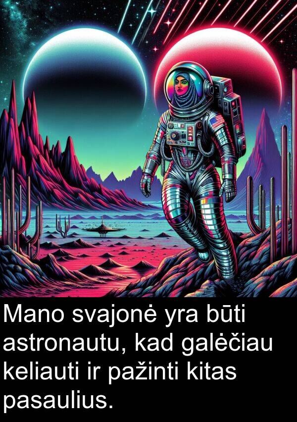 galėčiau: Mano svajonė yra būti astronautu, kad galėčiau keliauti ir pažinti kitas pasaulius.