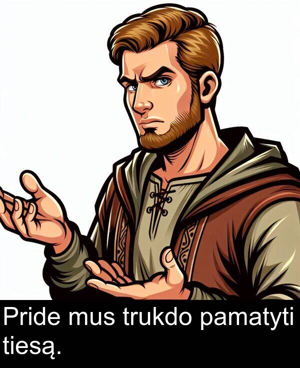 pamatyti: Pride mus trukdo pamatyti tiesą.