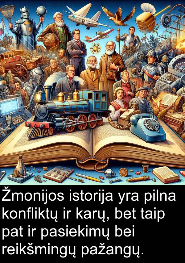 taip: Žmonijos istorija yra pilna konfliktų ir karų, bet taip pat ir pasiekimų bei reikšmingų pažangų.